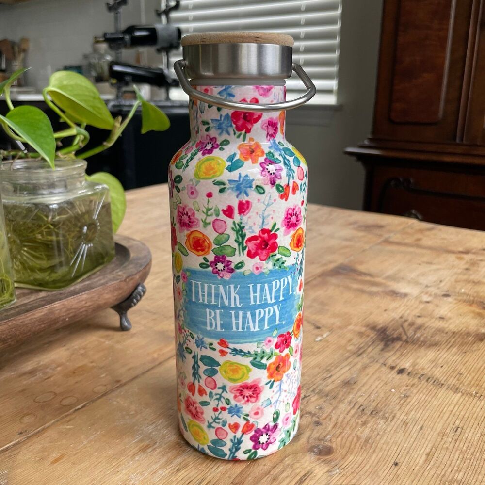 “Think Happy Be Happy” Traveler Water Bottle by Natural Life